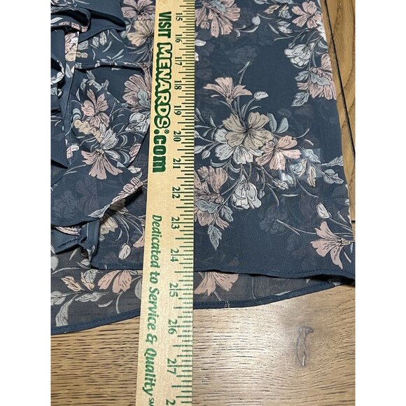 VICI Womens Size Small Blue Long Ruffle Sleeve Boho‎ Floral Blouse Peasant City - Picture 5 of 10